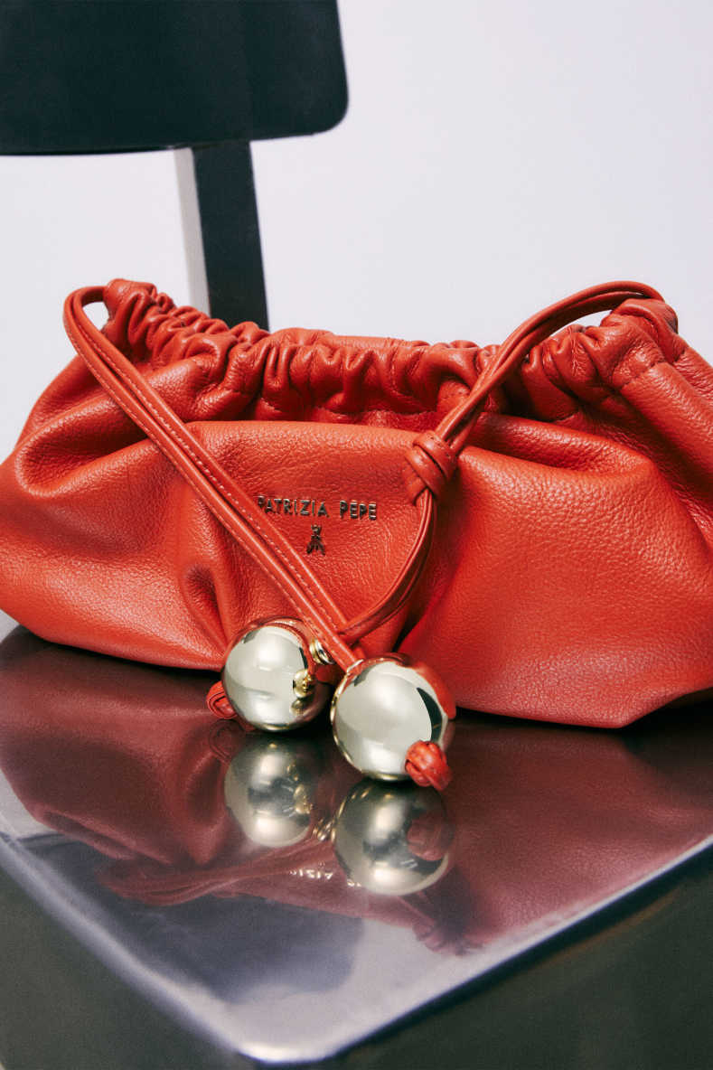 Leder-Clutch "Bubble" Small, Orange, Patrizia Pepe