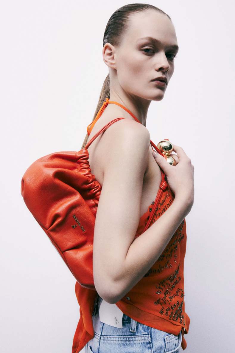 Leder-Clutch "Bubble" Small, Orange, Patrizia Pepe