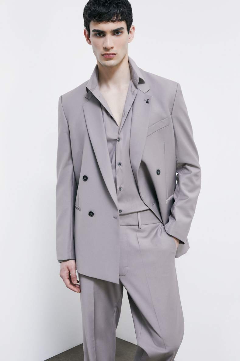 Camisa de corte ajustado "ESSENTIAL" de popel&iacute;n, Gris