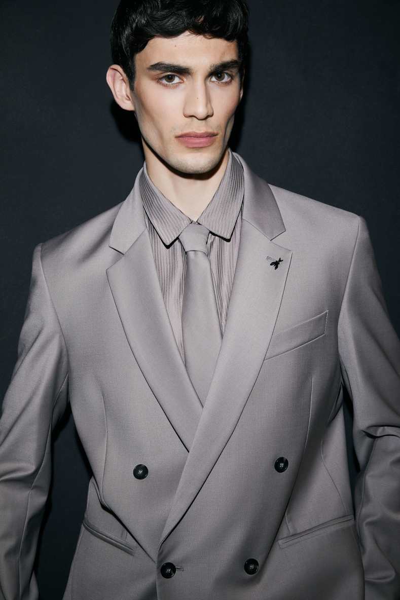 Corbata en mezcla de lana stretch, Gris