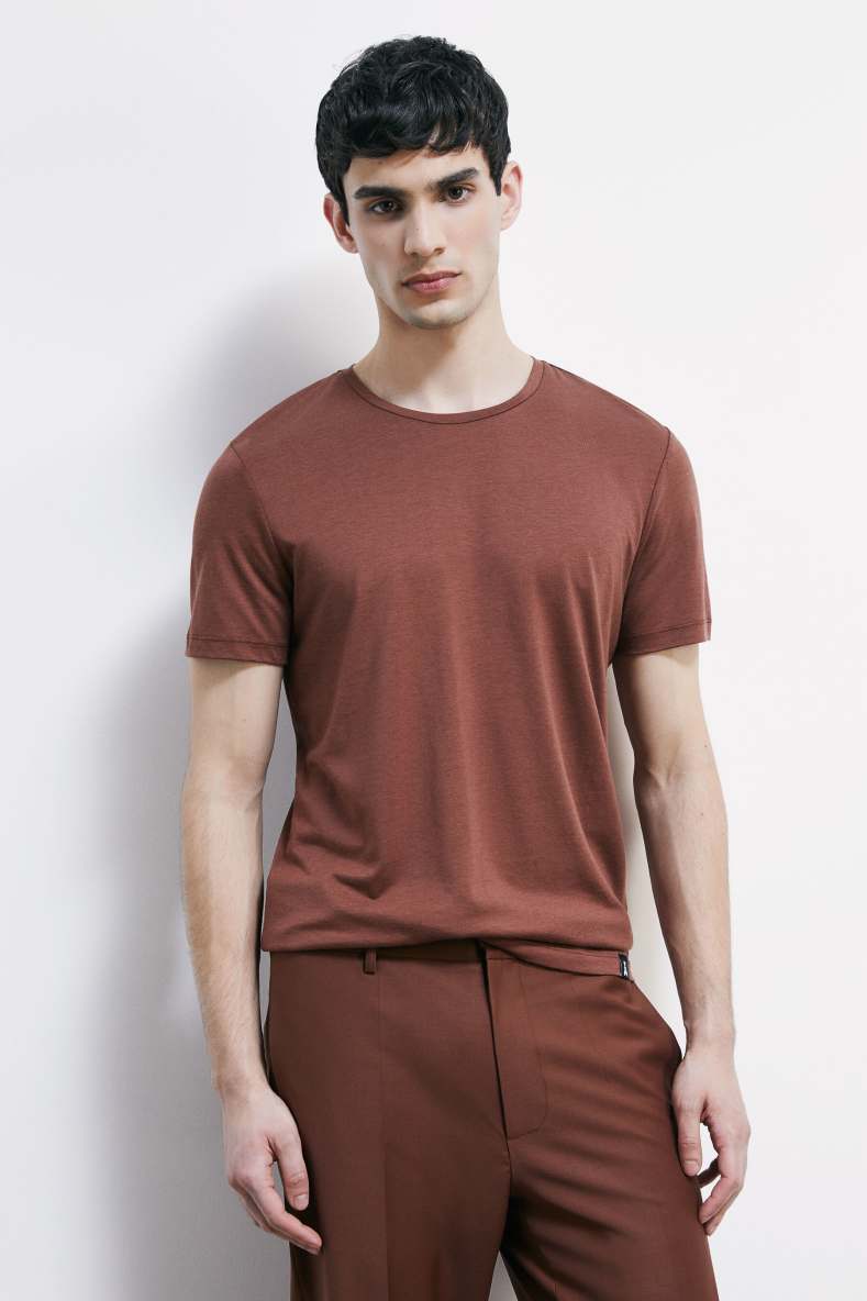 Slim-fit cotton T-shirt, Brown, Patrizia Pepe