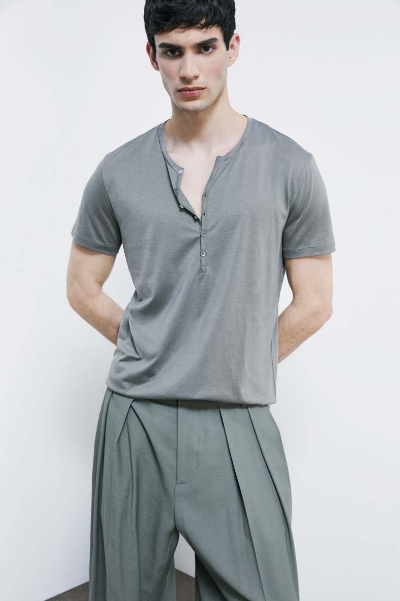 Cotton t-shirt with buttons, Green, Patrizia Pepe