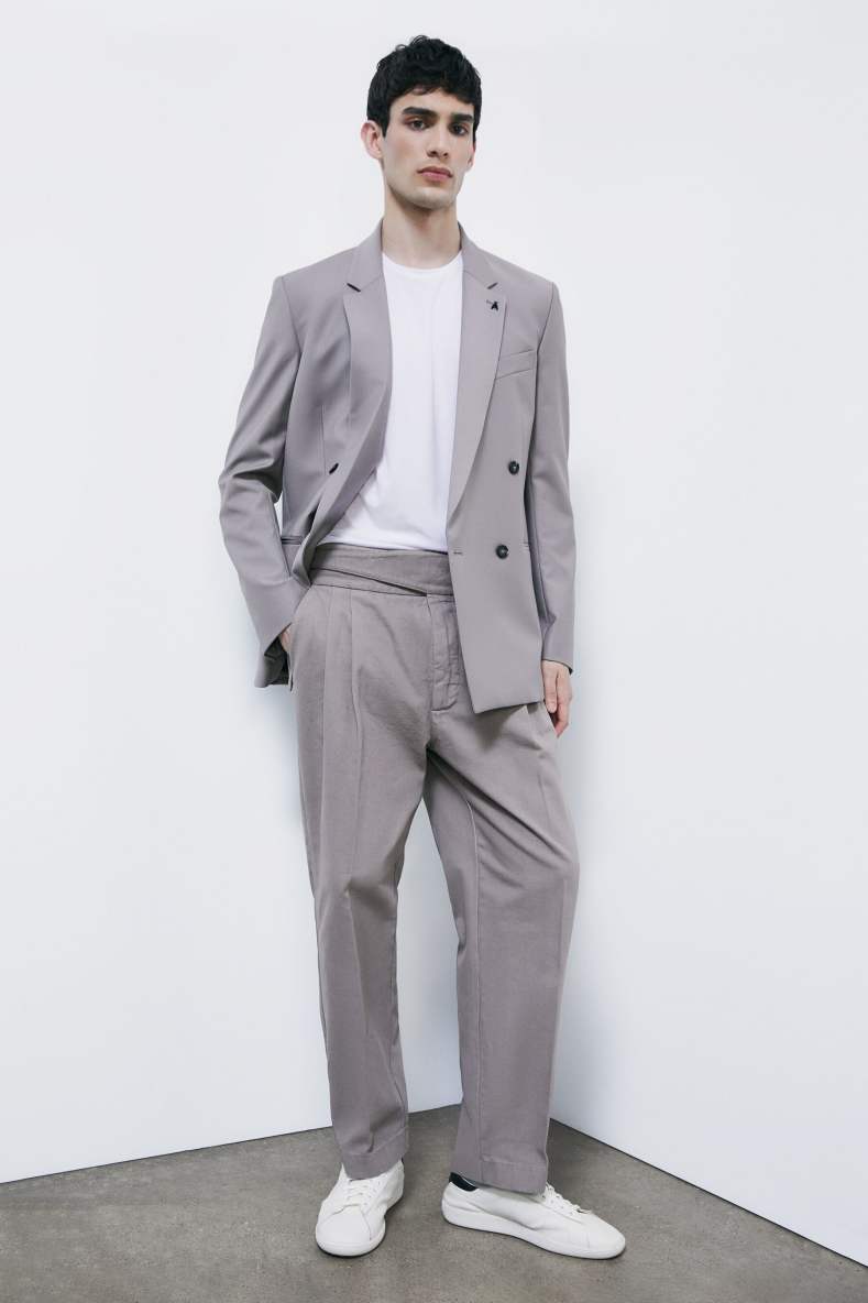 Pantal&oacute;n cargo en algod&oacute;n estructurado, Gris