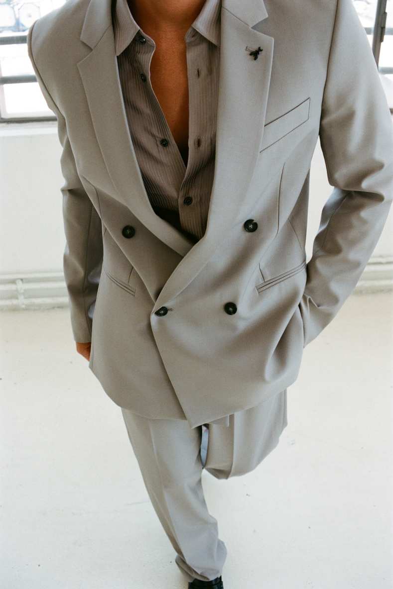 Giacca (IM)PERFECTION doppiopetto reversibile in frescolana, Grigio, Patrizia Pepe