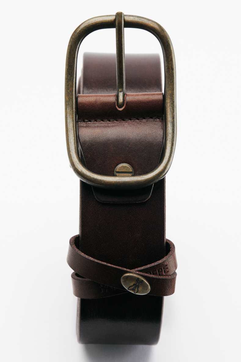 Cintur&oacute;n de piel lisa, Marr&oacute;n