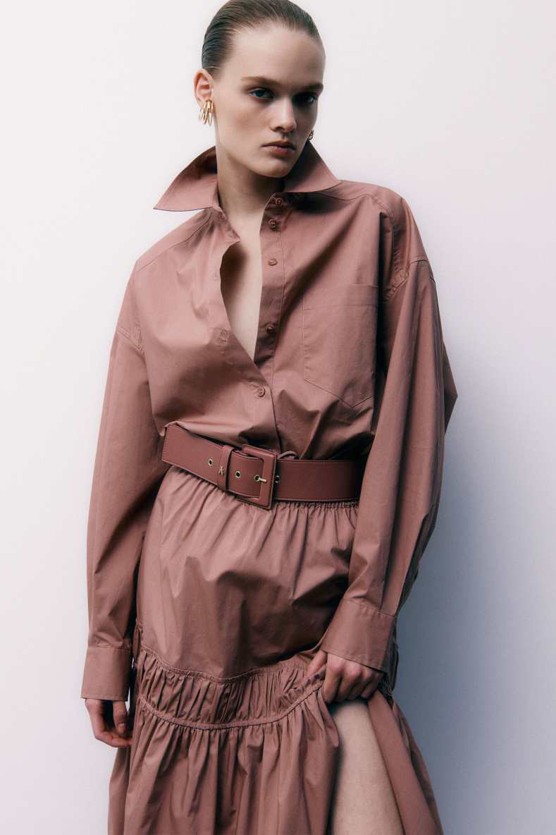 Oversized cotton poplin shirt, Pink, Patrizia Pepe