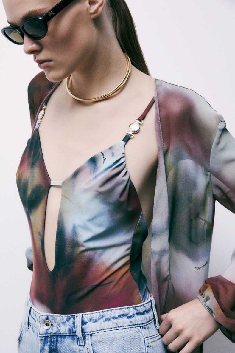 Cut-out swimsuit in Summer Faded print, Abstract Fantasy, Patrizia Pepe
