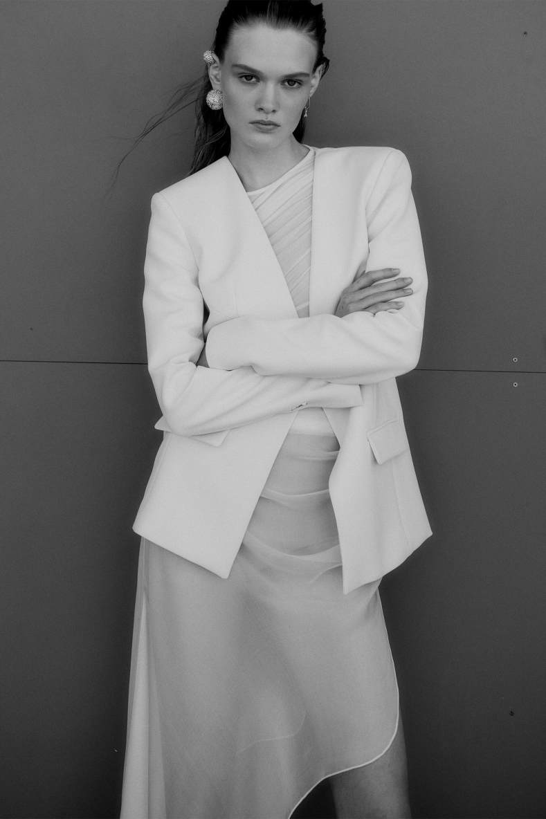 Long draped top, White, Patrizia Pepe