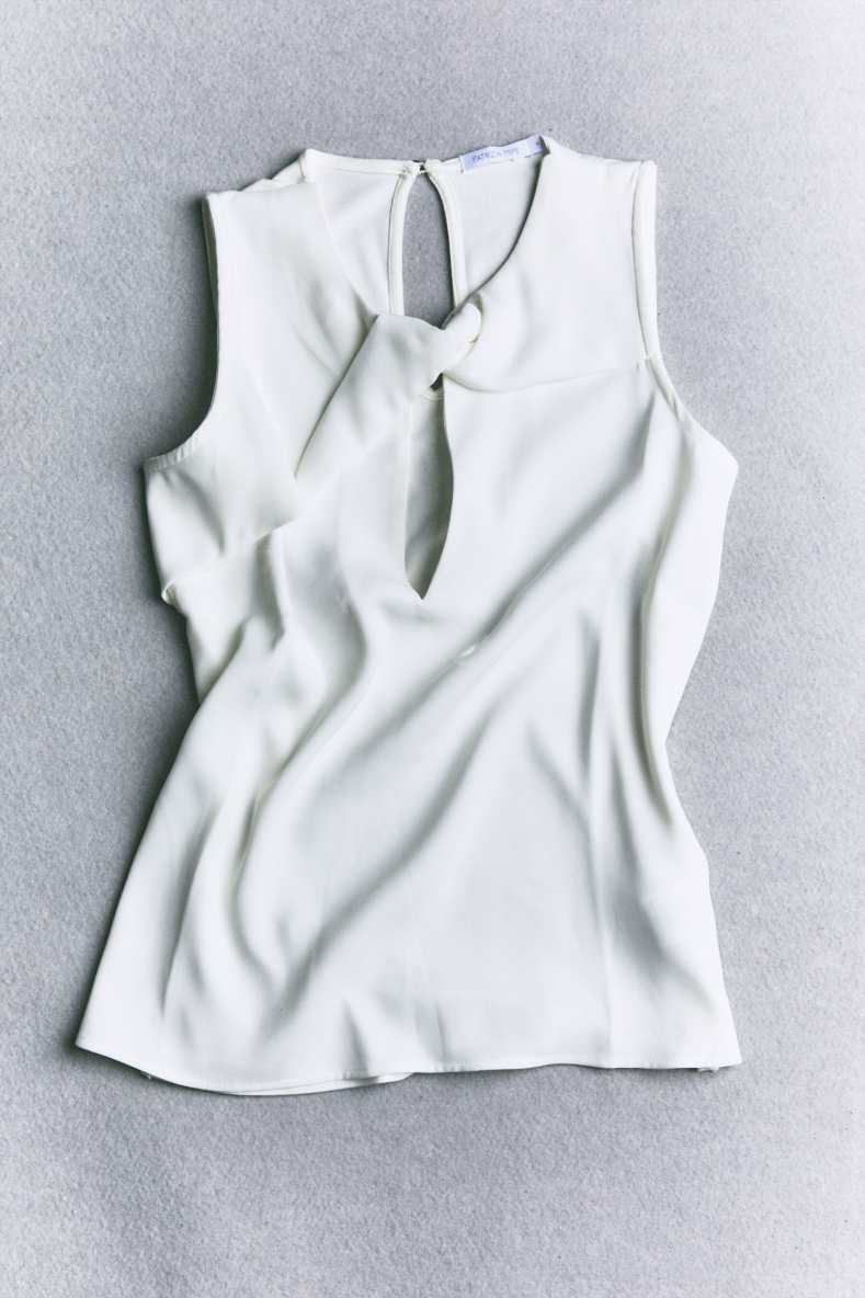 Blouse fluide avec d&eacute;tail n&oelig;ud, Blanc, Patrizia Pepe
