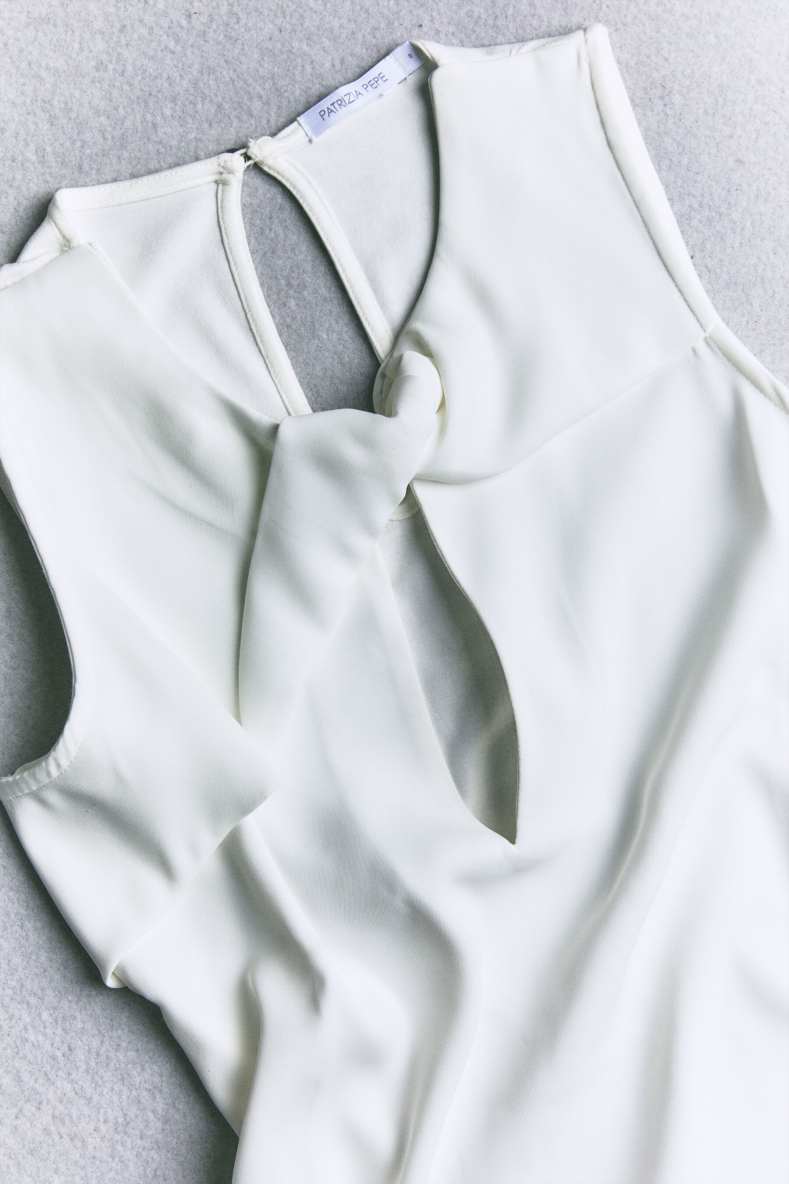 Blouse fluide avec d&eacute;tail n&oelig;ud, Blanc, Patrizia Pepe