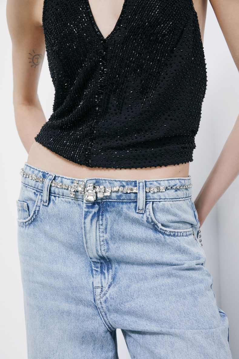 Diamond Cut Belt, Silver, Patrizia Pepe