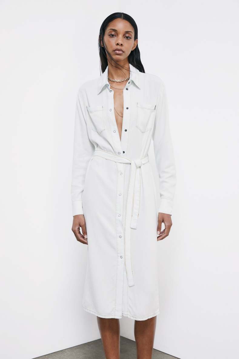 Long shirt dress in lightweight denim, White, Patrizia Pepe