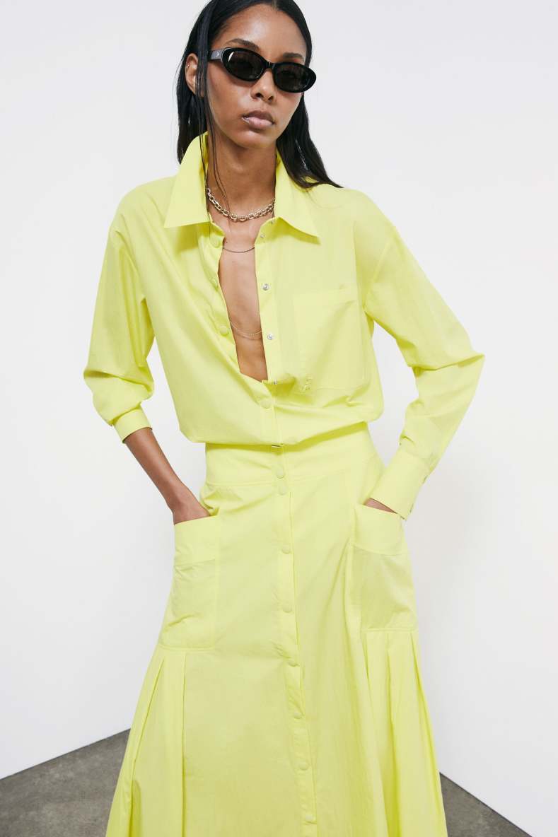 Technical cotton shirt, Yellow, Patrizia Pepe