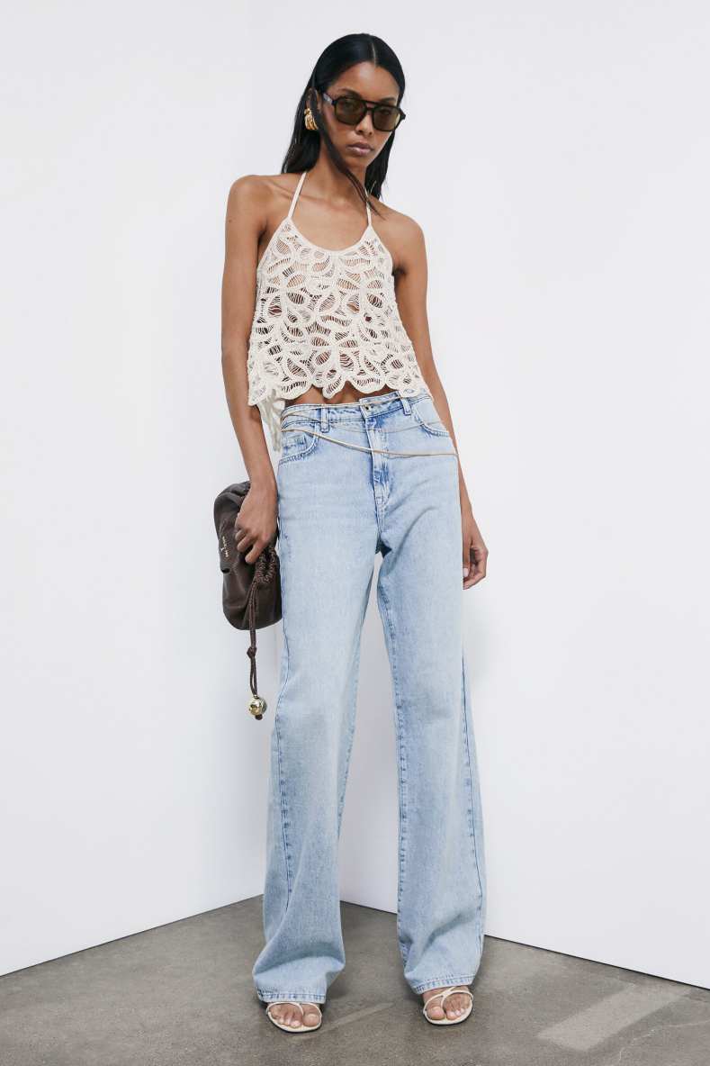 Floral crochet top, Beige, Patrizia Pepe