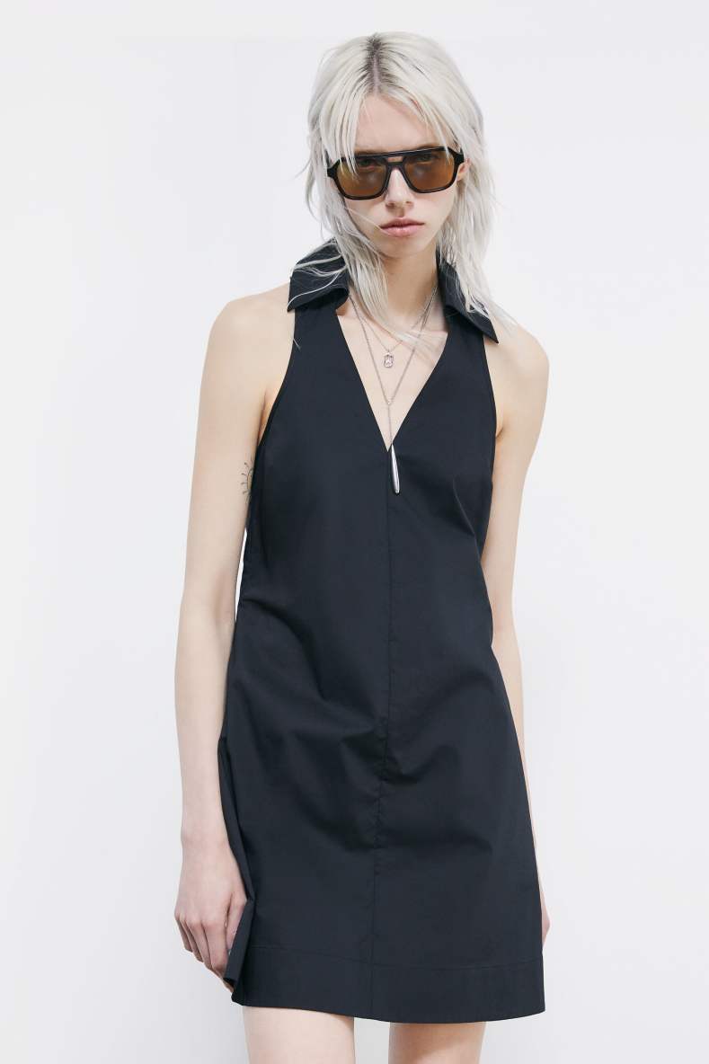 Mini cotton poplin summer dress, Black, Patrizia Pepe