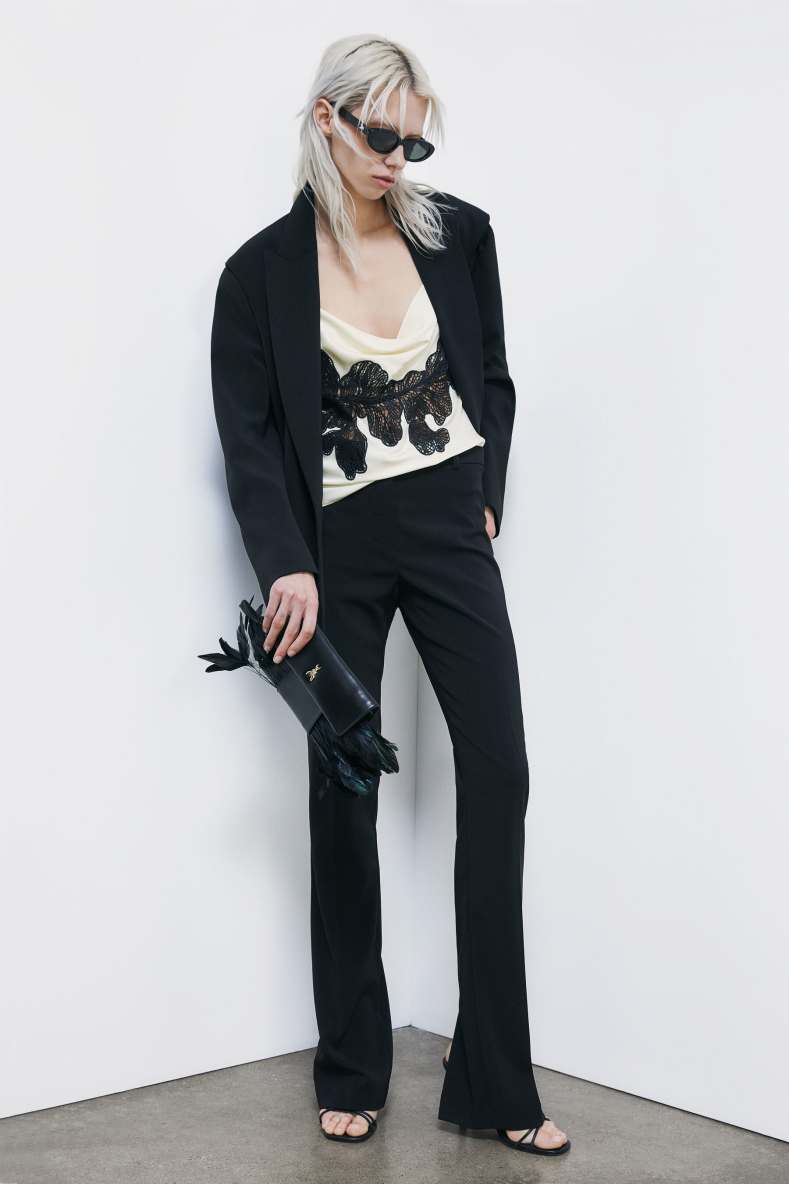 Top in raso con pizzo intarsiato, Bianco, Patrizia Pepe