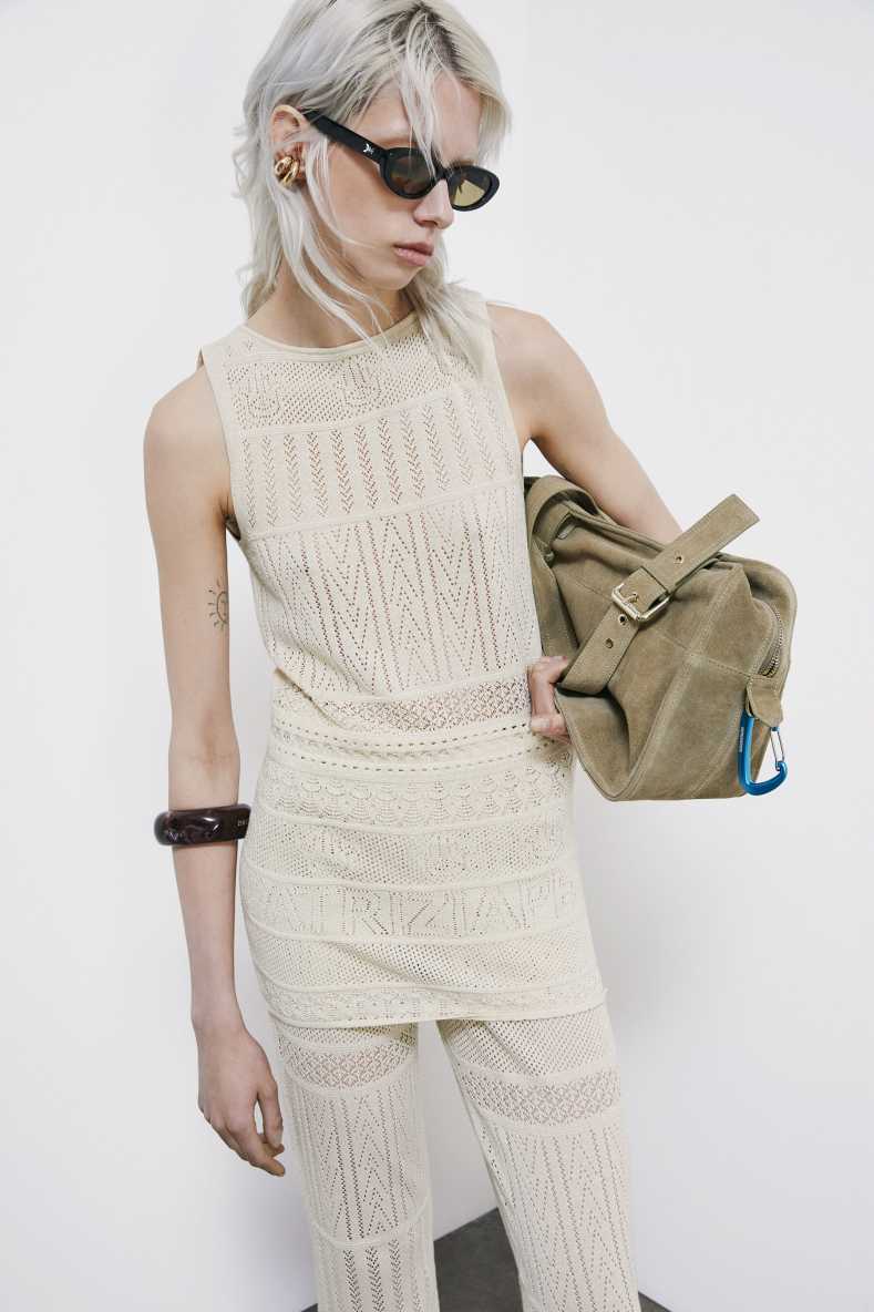 Cotton crochet tank top, Ivory, Patrizia Pepe