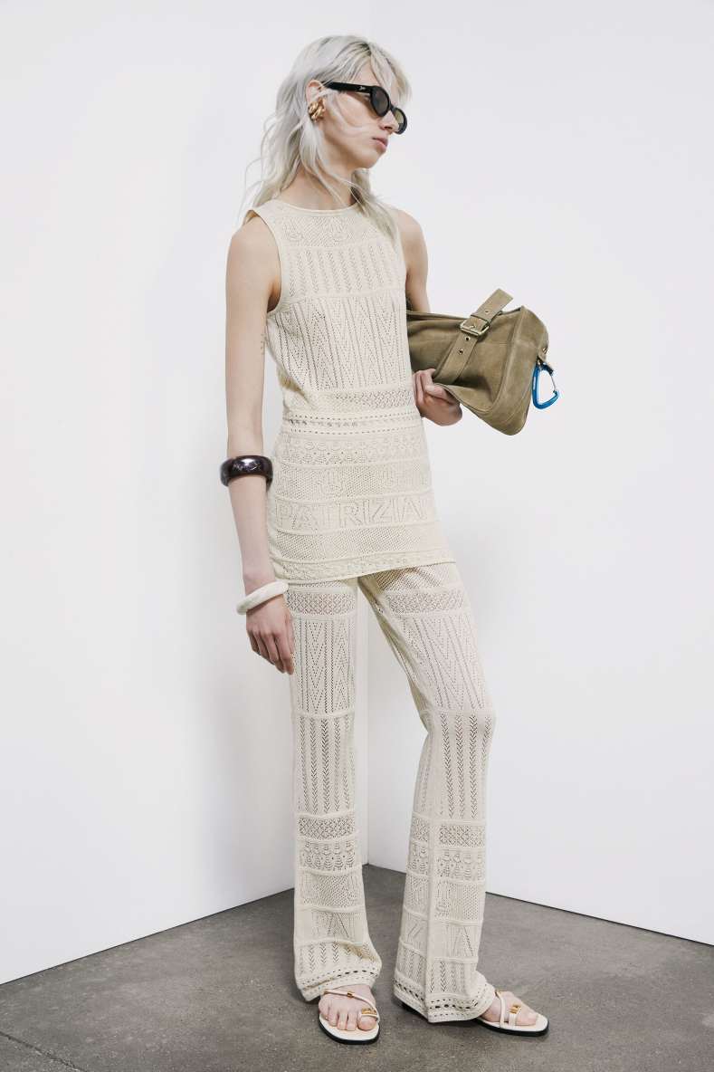 Cotton crochet trousers, Ivory, Patrizia Pepe