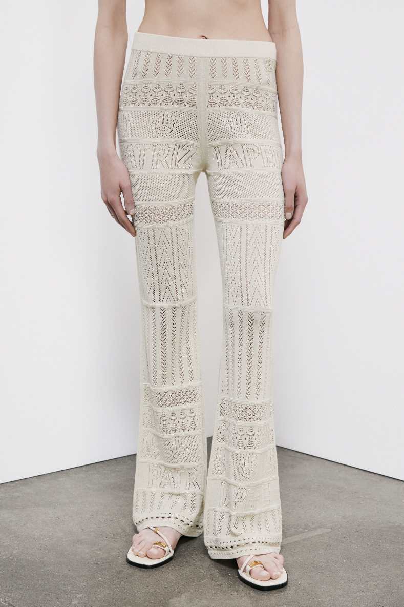 Cotton crochet trousers, Ivory, Patrizia Pepe