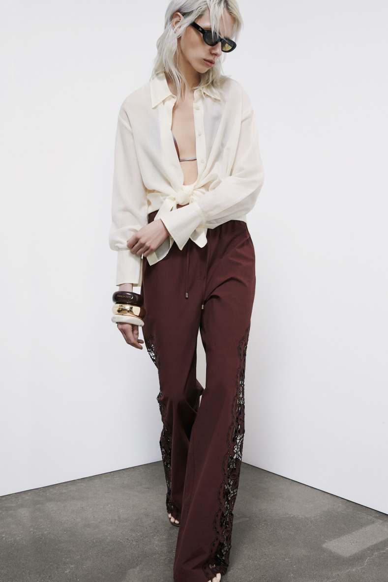 Pantalon avec broderie, Marron, Patrizia Pepe