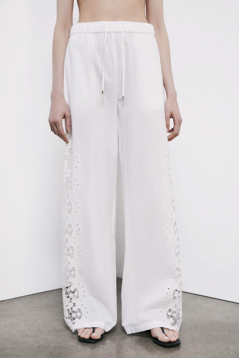 Embroidered trousers, White, Patrizia Pepe