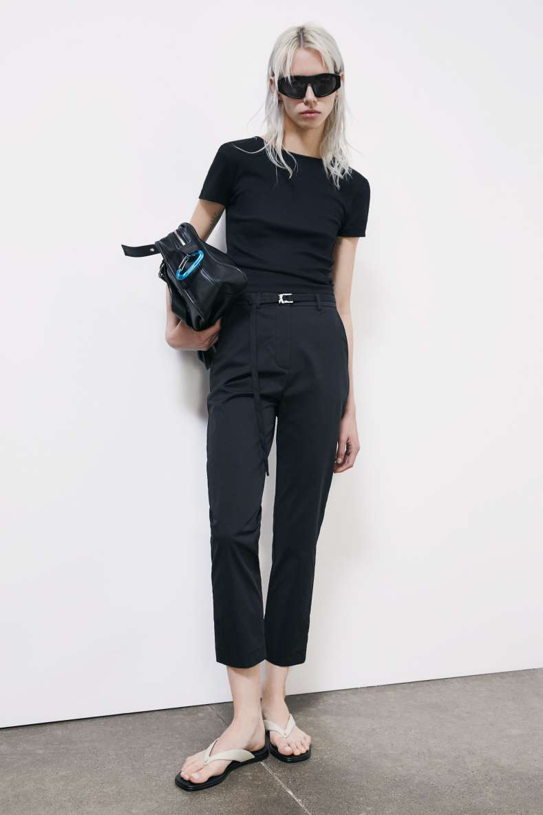 Cigarette poplin trousers, Black, Patrizia Pepe