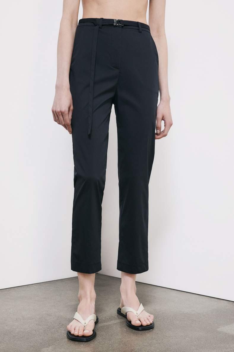 Cigarette poplin trousers, Black, Patrizia Pepe