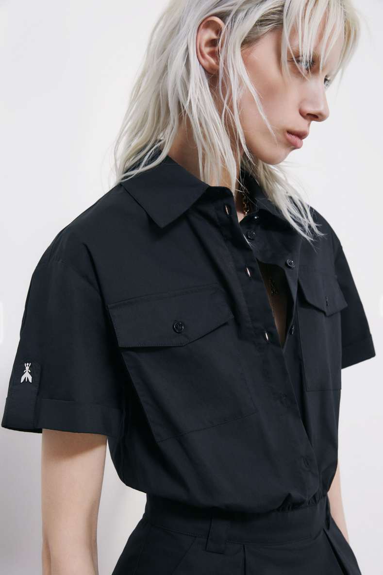 Short poplin jumpsuit, Black, Patrizia Pepe