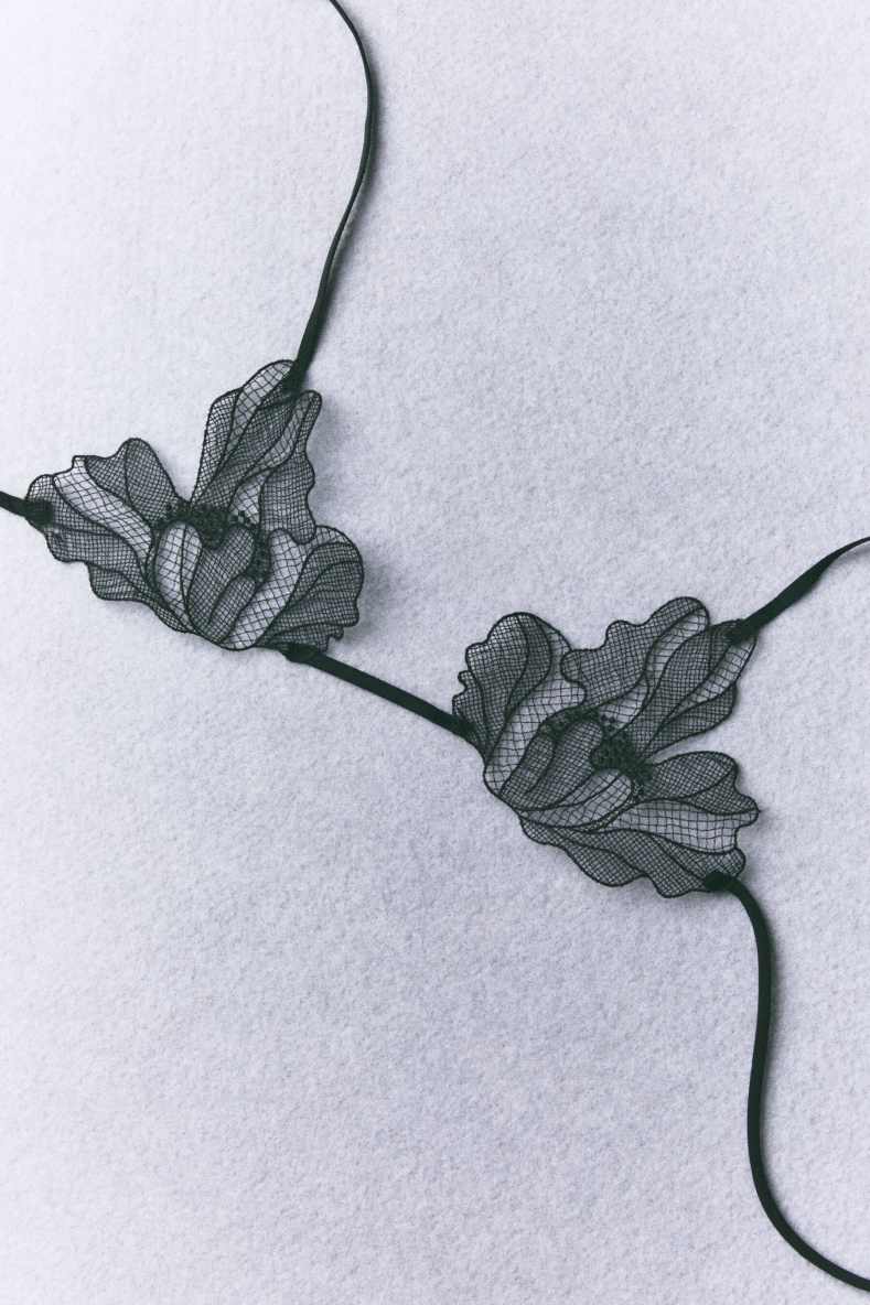 Floral lace bra, Black, Patrizia Pepe