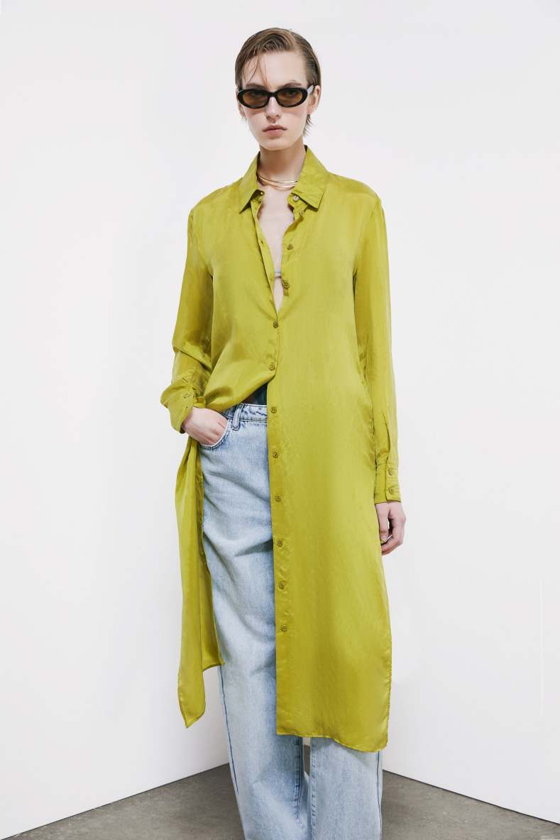 Fluid viscose shirt dress, Green, Patrizia Pepe