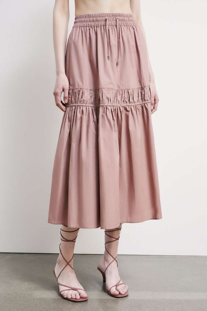 Draped poplin midi skirt, Pink, Patrizia Pepe