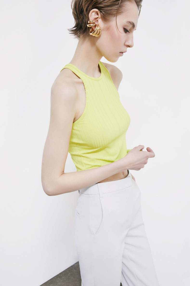Stretch jersey tank top, Yellow, Patrizia Pepe