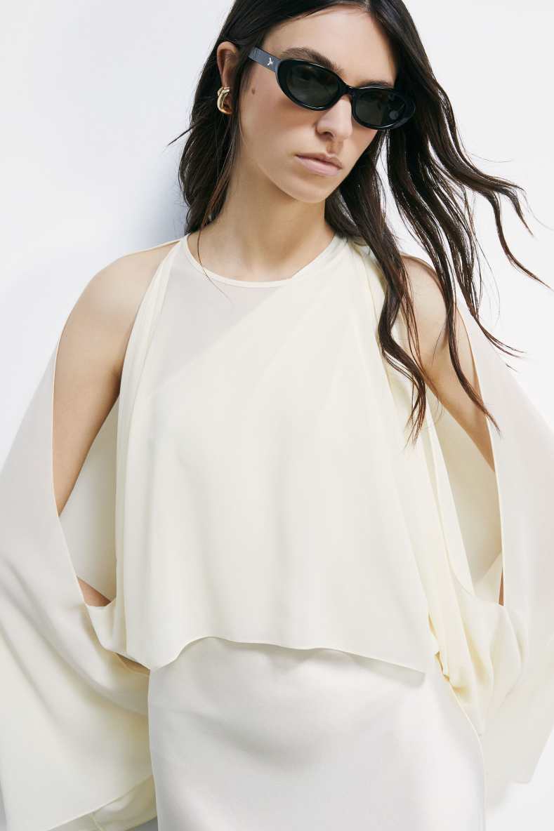 Flowy Shoulder Cover, White, Patrizia Pepe