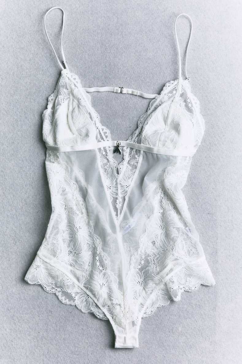 Lace bodysuit, White, Patrizia Pepe