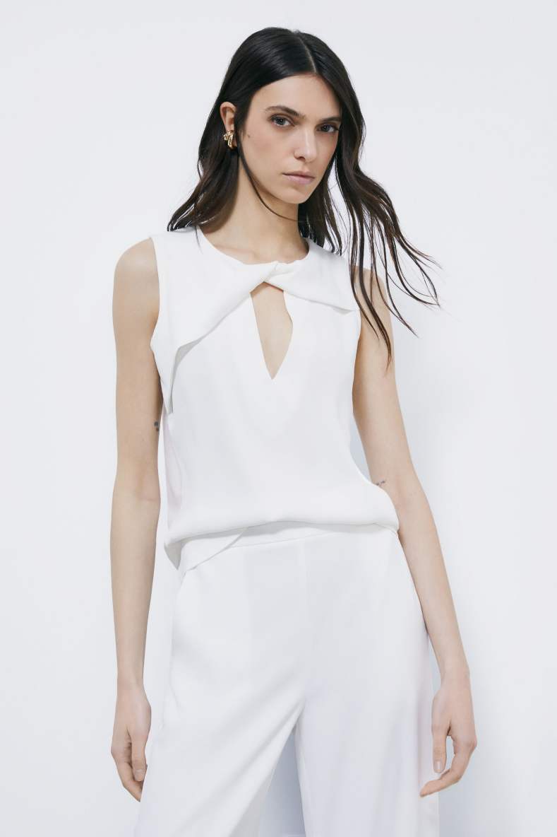 Blusa con torchon, Bianco, Patrizia Pepe