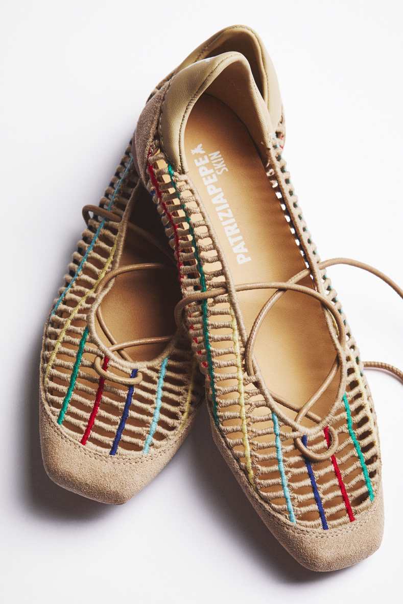 Dancing SKIN ballerinas in raffia, Multicolor, Patrizia Pepe