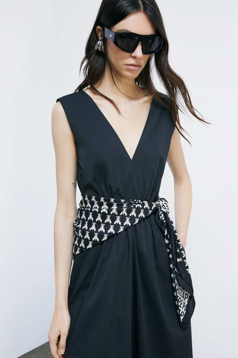 Bedrucktes Seidentuch, Schwarz/Elfenbein, Patrizia Pepe