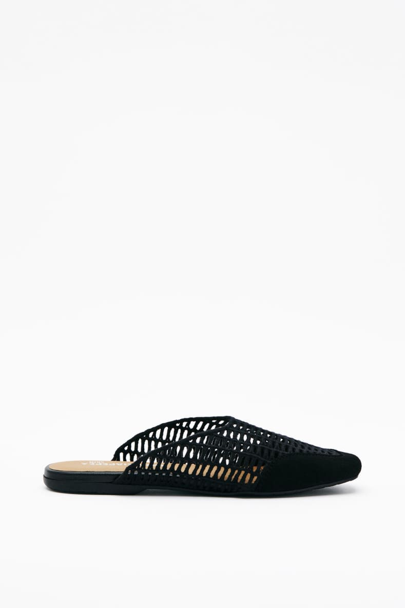 Slippers en raphia, Noir, Patrizia Pepe