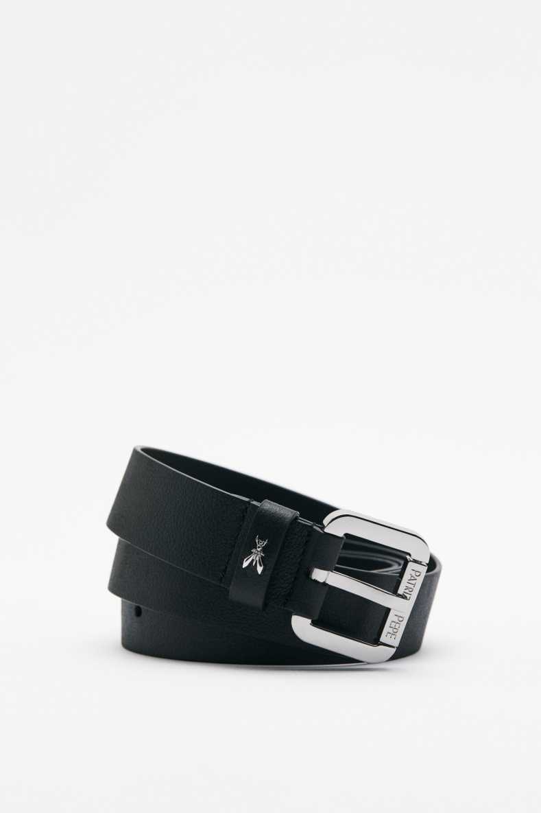 Long Leather Belt, Black/Silver, Patrizia Pepe