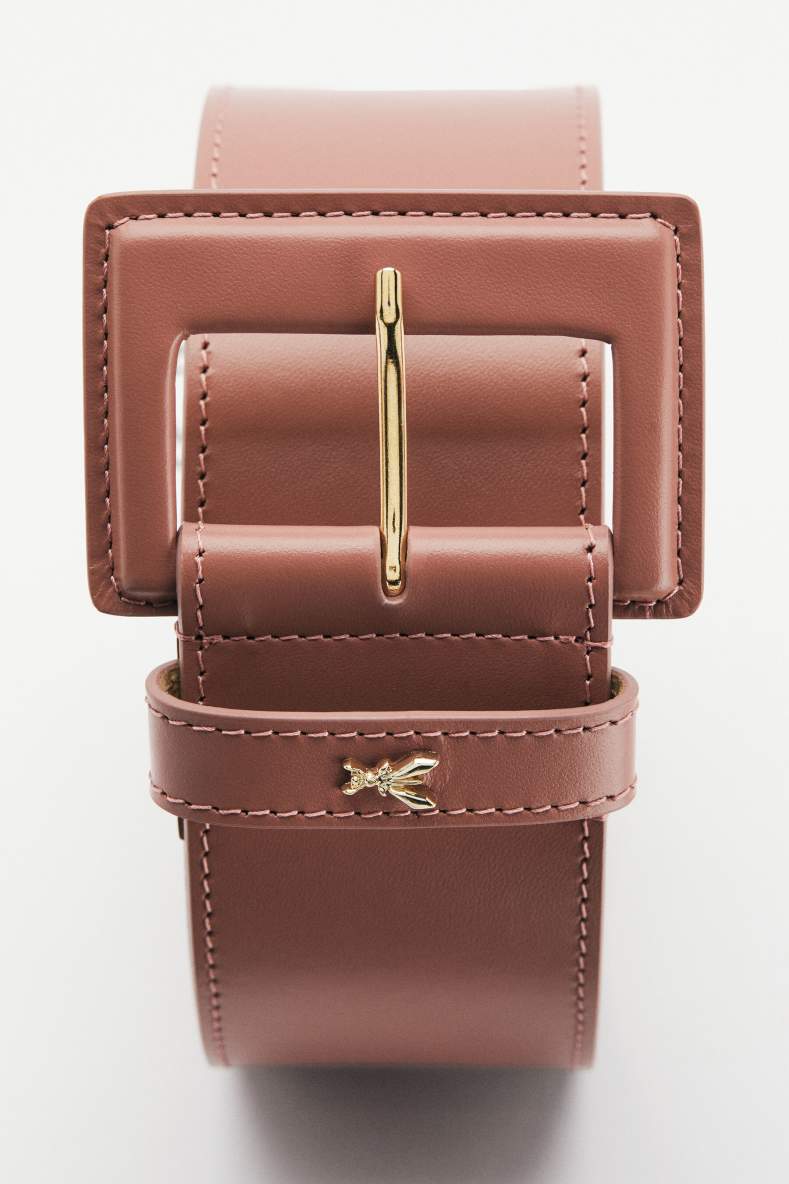 High Waist Leather Belt, Pink, Patrizia Pepe