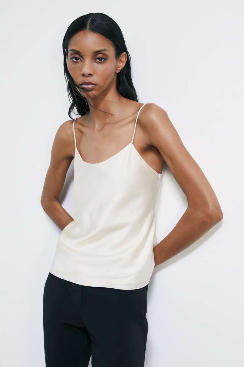 Lingerie top in viscose satin, White, Patrizia Pepe