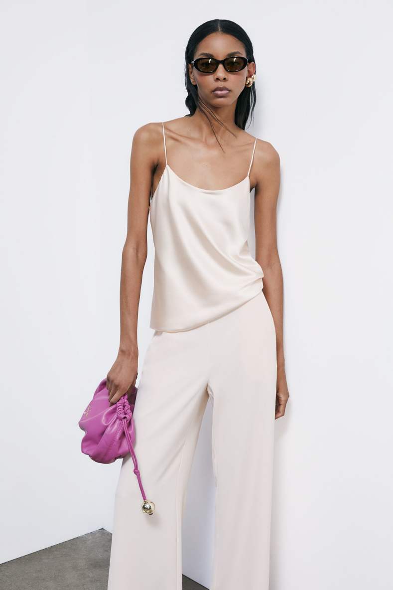 Lingerie top in viscose satin, Pink, Patrizia Pepe