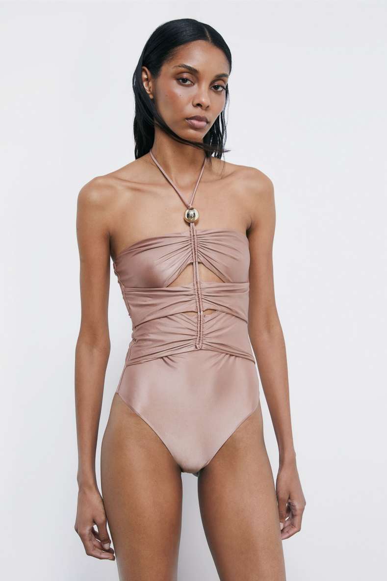 Draped swimsuit, Pink, Patrizia Pepe