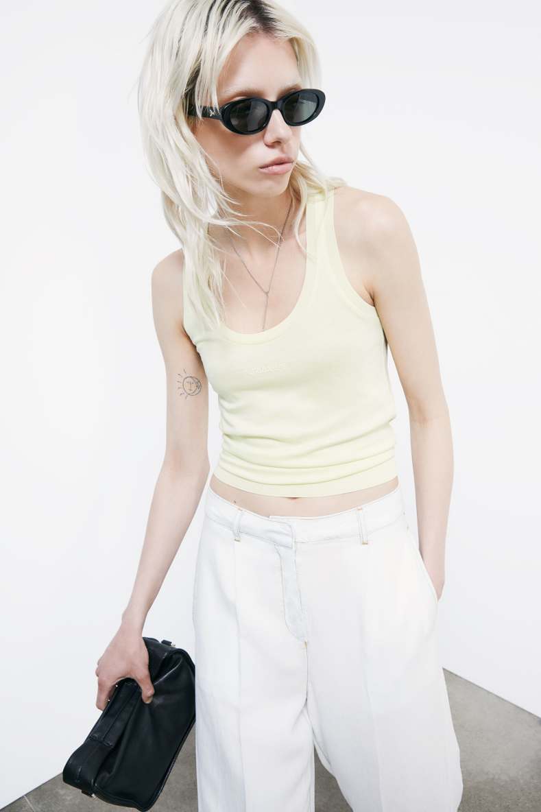 Jersey Tank Top, Yellow, Patrizia Pepe