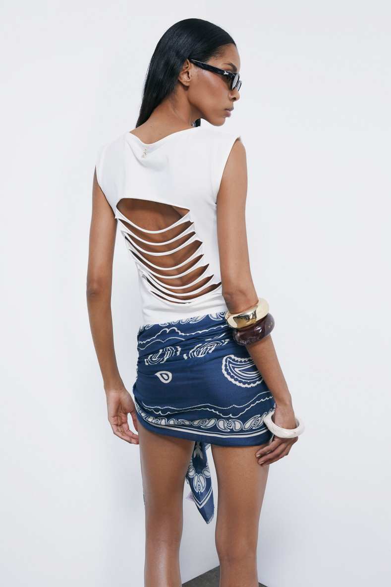 Jersey top with cut-out, White, Patrizia Pepe