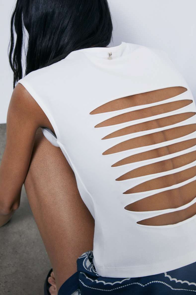 Jersey top with cut-out, White, Patrizia Pepe