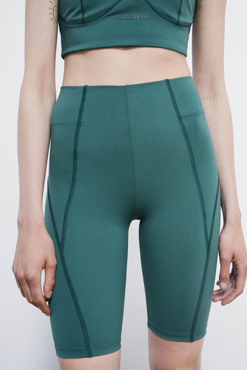 Self Retreat cycling shorts in stretch jersey, Green, Patrizia Pepe