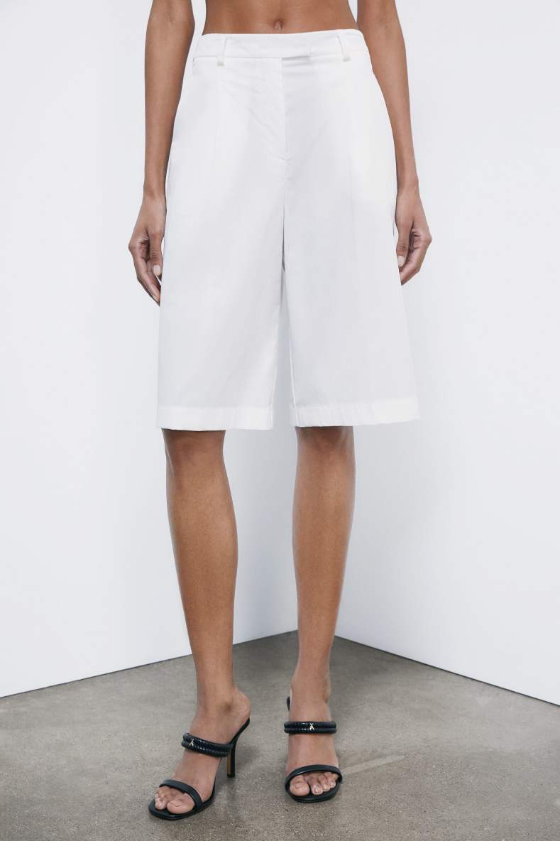 Poplin bermuda shorts, White, Patrizia Pepe