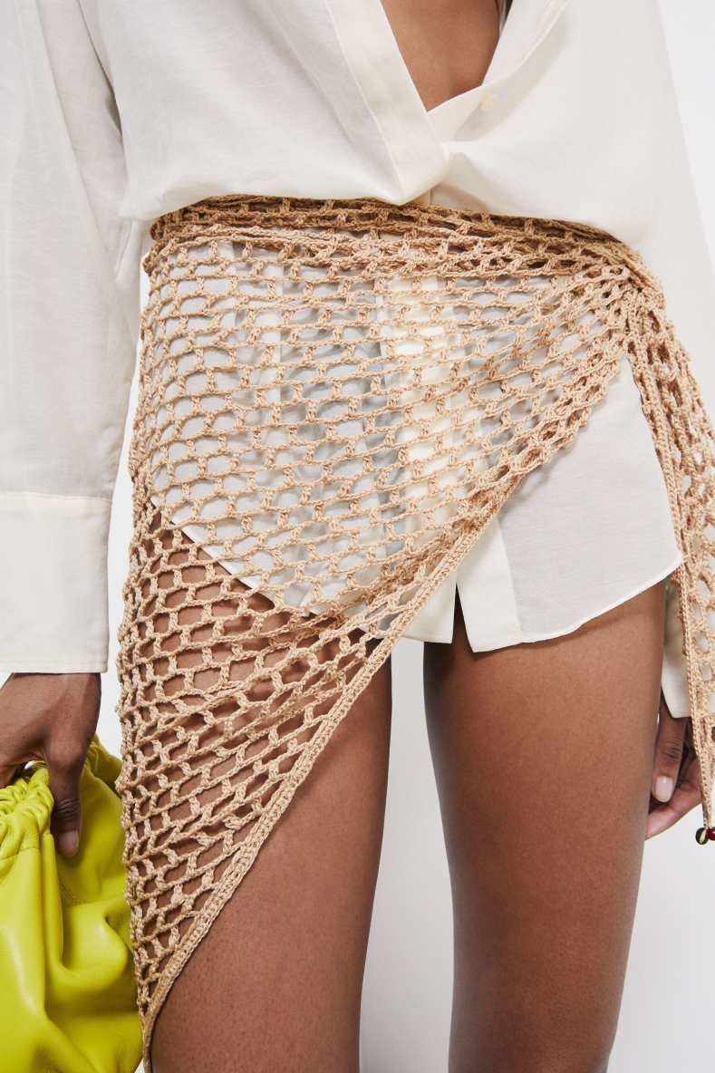 Crochet Pareo Skirt, Beige, Patrizia Pepe