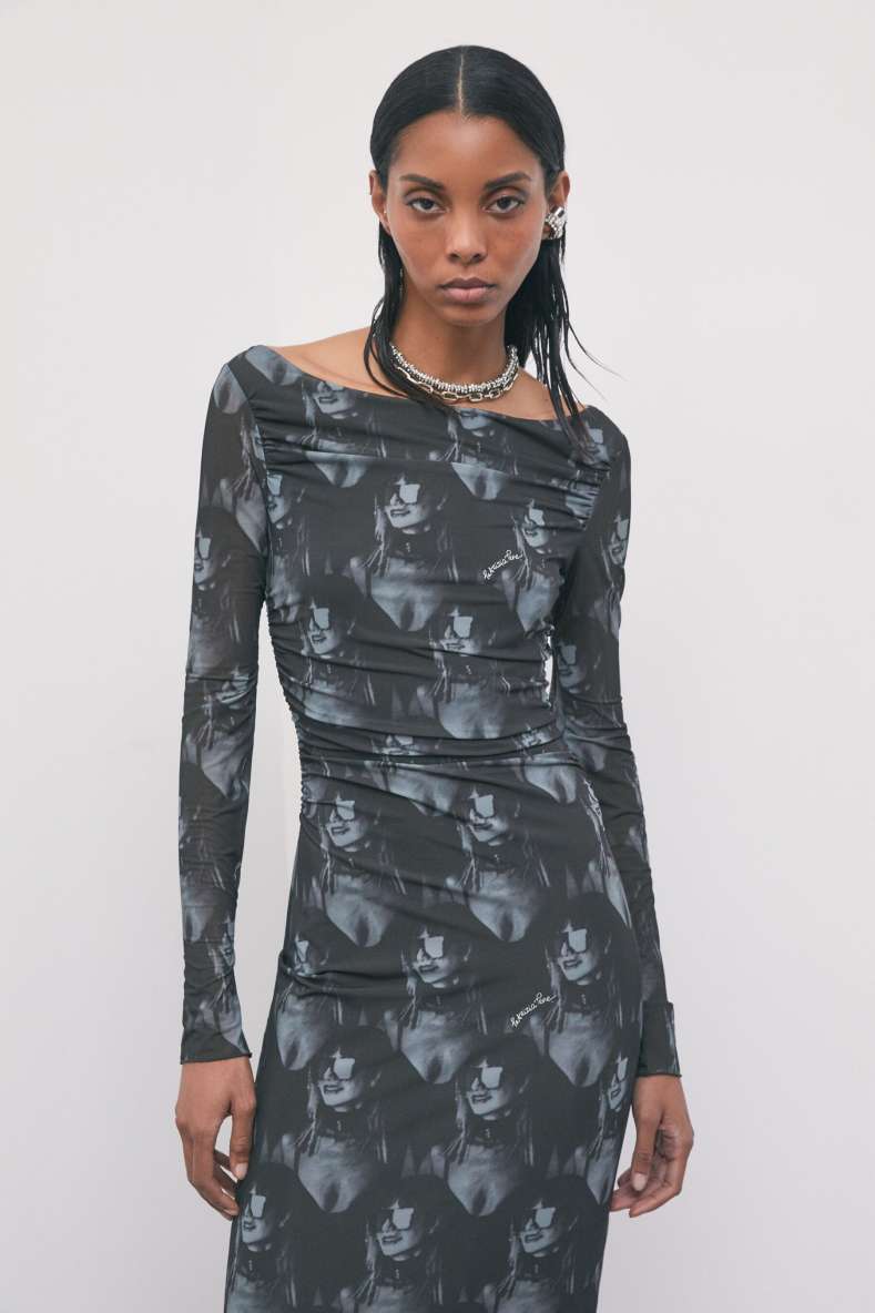 Midi dress with Patrizia all-over print, Abstract Fantasy, Patrizia Pepe